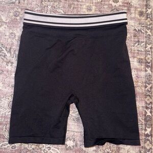 Victoria Secret PINK Seamless Shorts with‎ Striped Fold Over Waistband Large